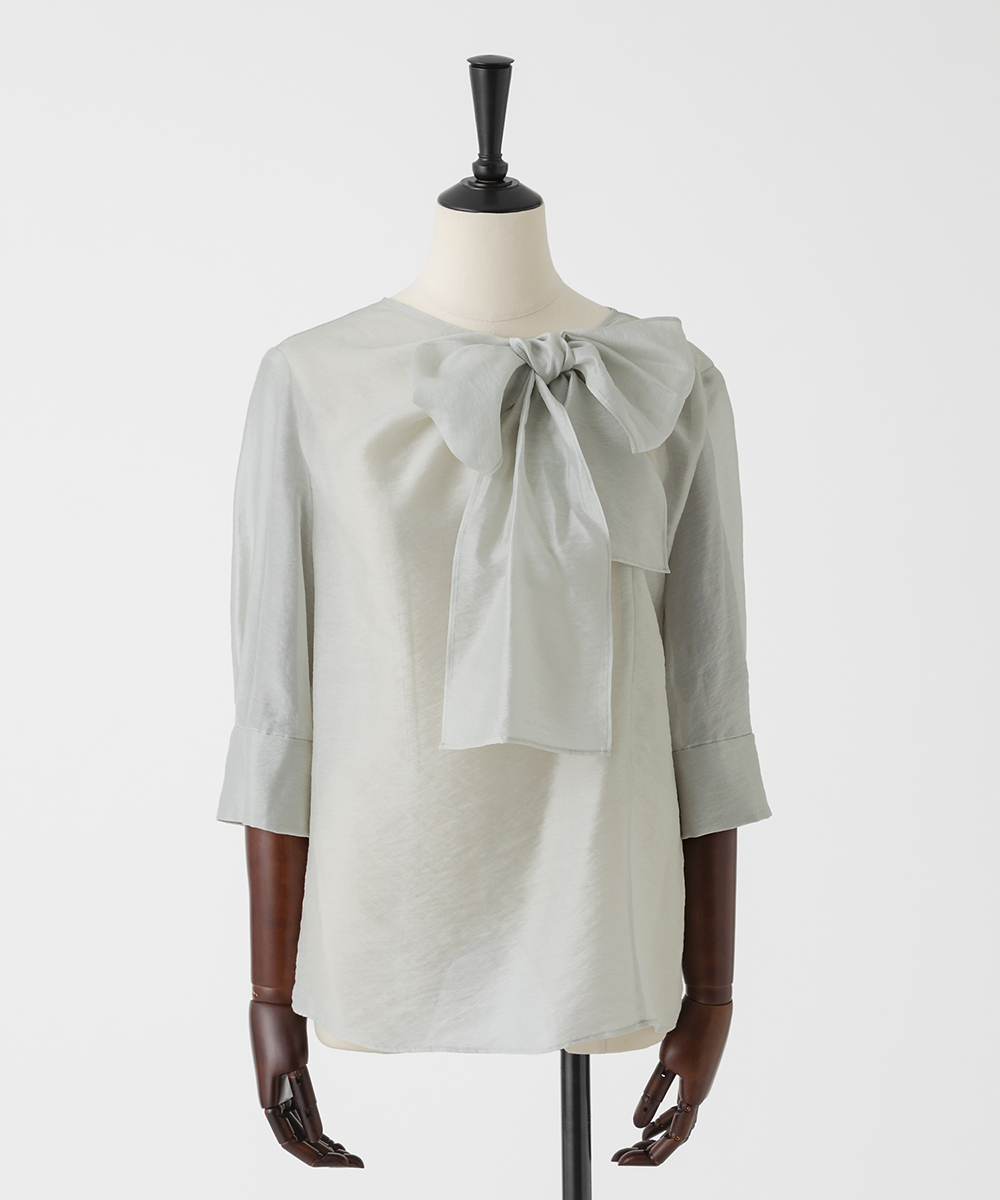 ハーフスリーブボウタイブラウス