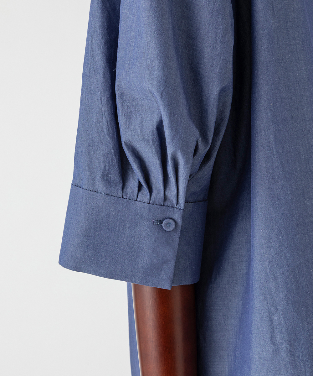 EAUVIRE ハーフスリーブボウタイブラウス ブルー