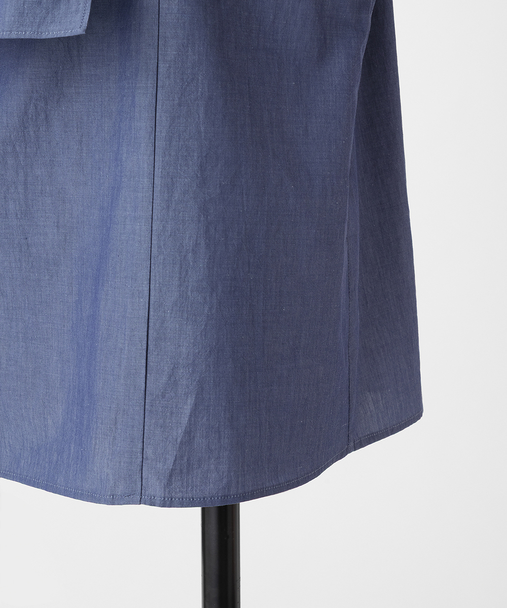 EAUVIRE ハーフスリーブボウタイブラウス ブルー