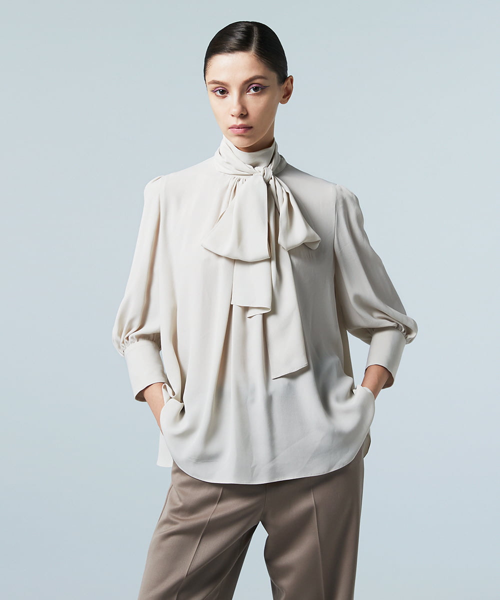 EAUVIRE ボウタイブラウス ベージュ
