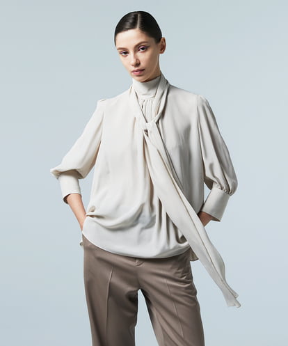 EAUVIRE ボウタイブラウス ベージュ