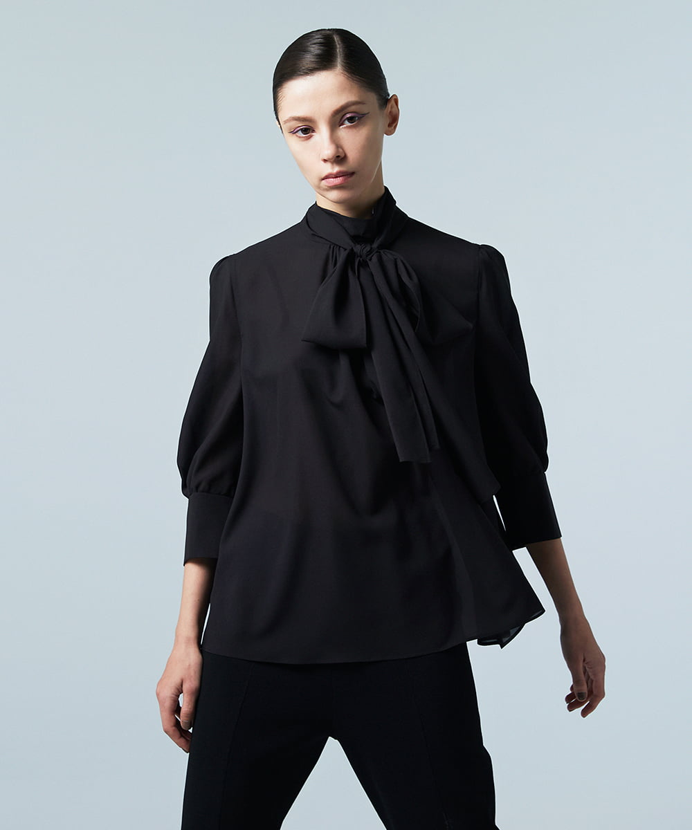 EAUVIRE ボウタイブラウス ブラック