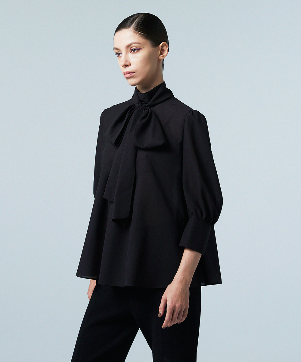 EAUVIRE ボウタイブラウス ブラック