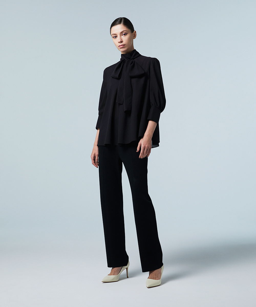 EAUVIRE ボウタイブラウス ブラック