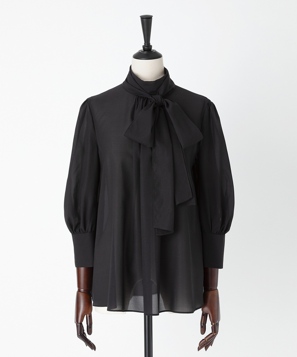 EAUVIRE ボウタイブラウス ブラック