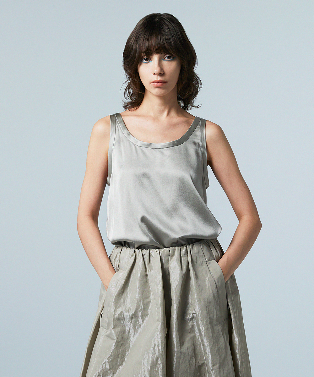 EAUVIRE ウォッシャブルシルクタンクトップ ライトグリーン