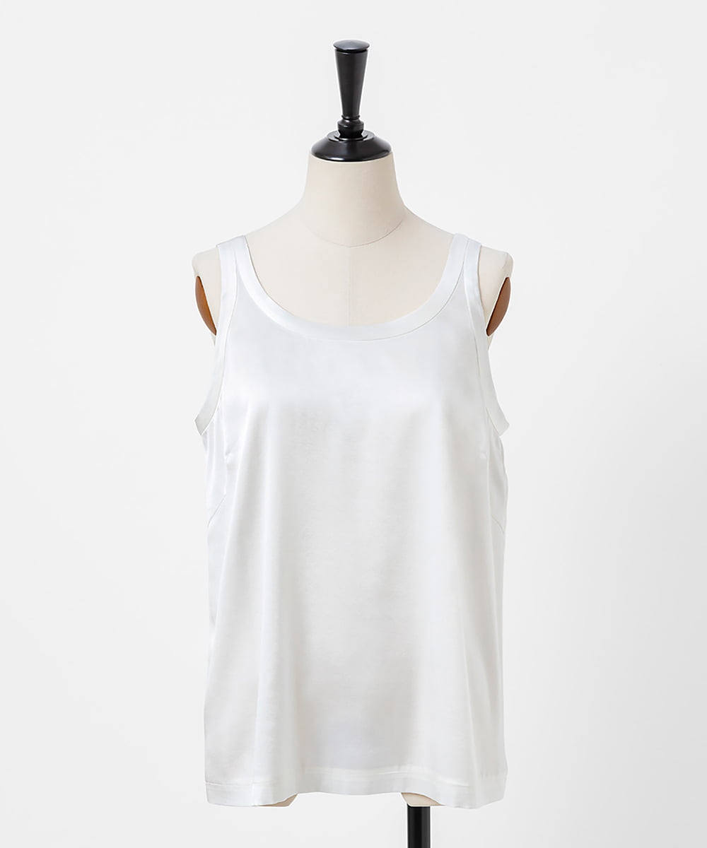 EAUVIRE ウォッシャブルシルクタンクトップ ネイビー