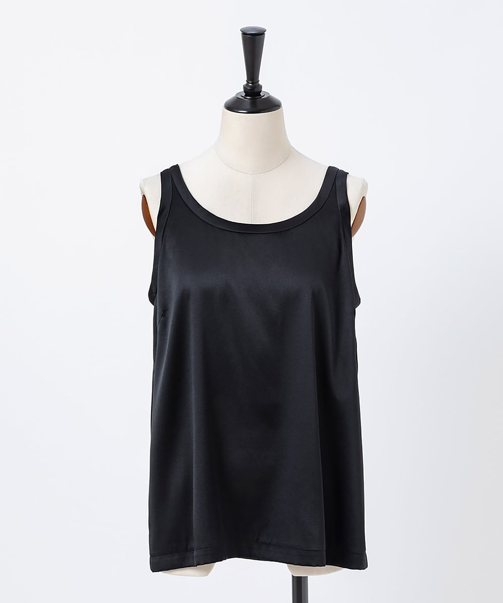 EAUVIRE ウォッシャブルシルクタンクトップ ネイビー