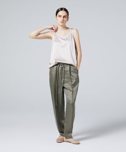 EAUVIRE ウォッシャブルシルクタンクトップ ネイビー