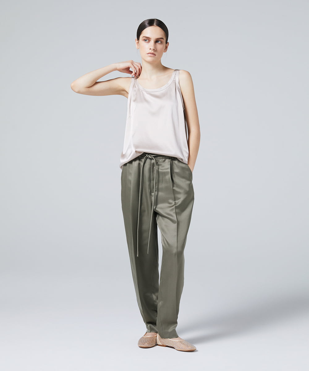 EAUVIRE ウォッシャブルシルクタンクトップ ネイビー