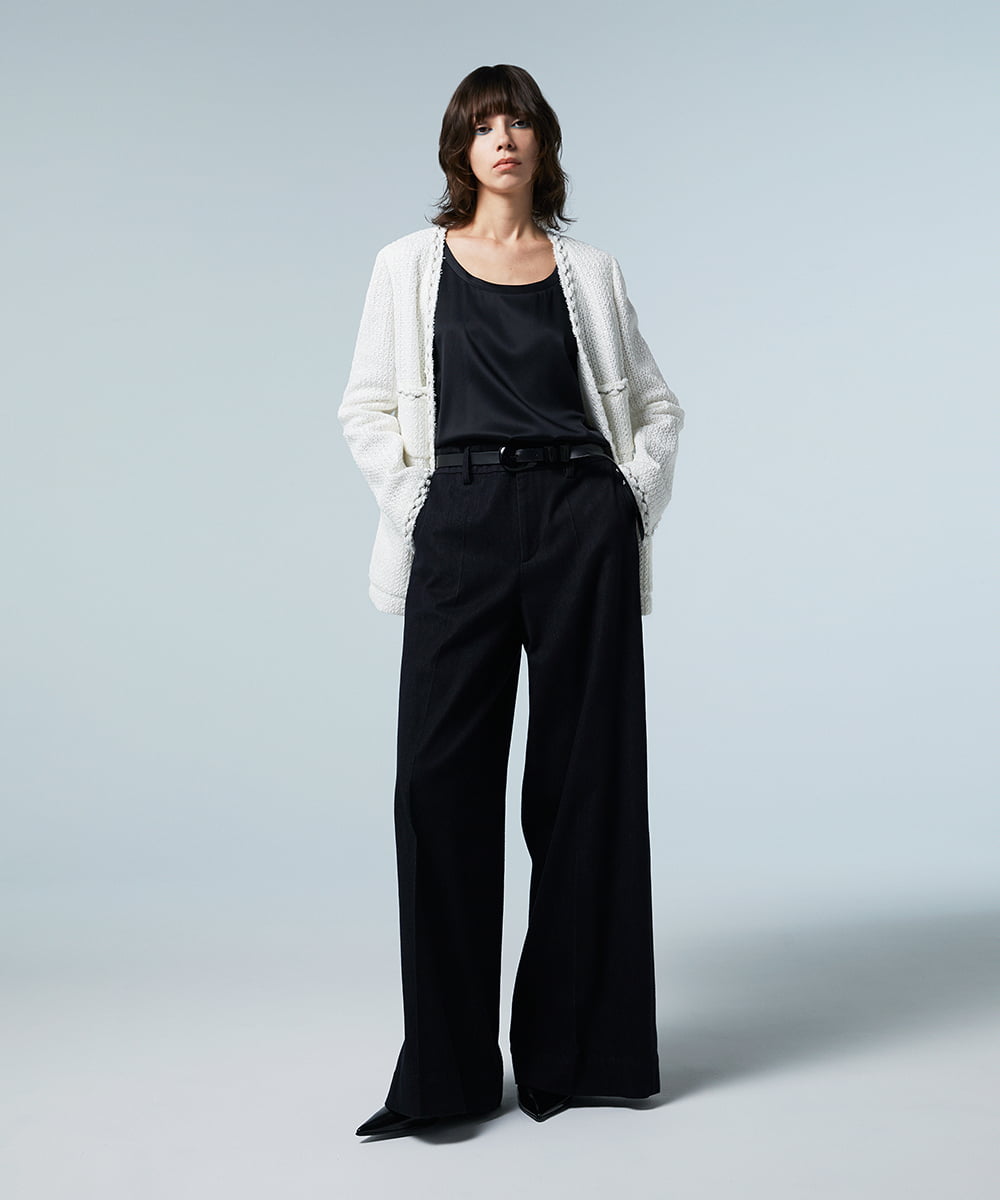 EAUVIRE ウォッシャブルシルクタンクトップ ネイビー