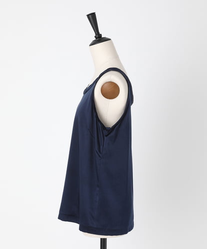 EAUVIRE ウォッシャブルシルクタンクトップ ネイビー