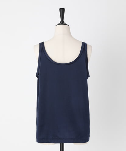 EAUVIRE ウォッシャブルシルクタンクトップ ネイビー