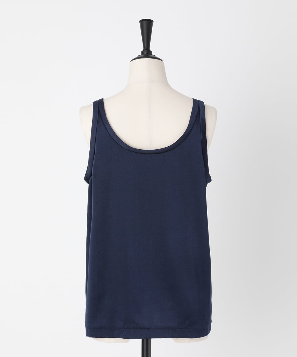 EAUVIRE ウォッシャブルシルクタンクトップ ネイビー
