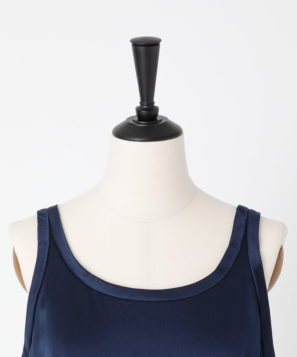 EAUVIRE ウォッシャブルシルクタンクトップ ネイビー