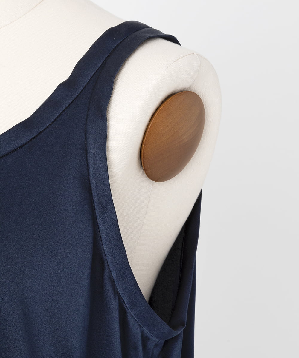 EAUVIRE ウォッシャブルシルクタンクトップ ネイビー