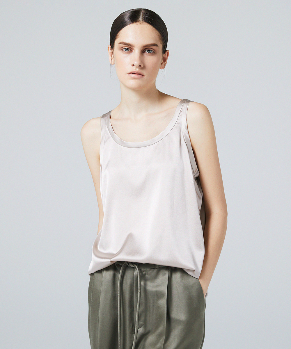 EAUVIRE ウォッシャブルシルクタンクトップ ホワイト