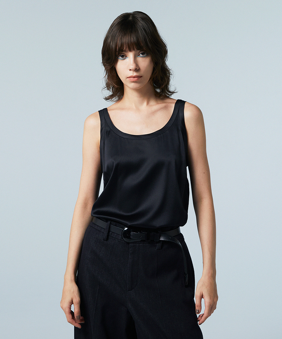 EAUVIRE ウォッシャブルシルクタンクトップ ブラック