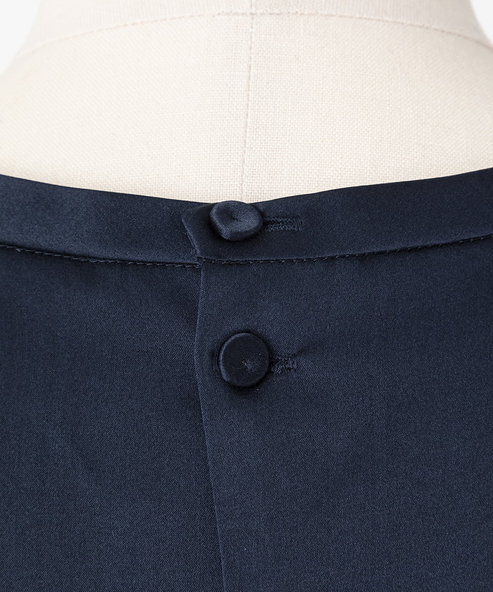 EAUVIRE ウォッシャブルシルクノースリーブブラウス ネイビー