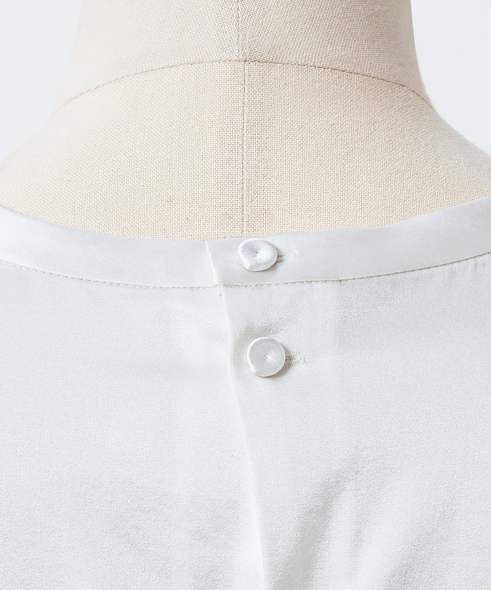 EAUVIRE ウォッシャブルシルクノースリーブブラウス ネイビー