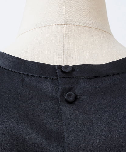 EAUVIRE ウォッシャブルシルクノースリーブブラウス ネイビー