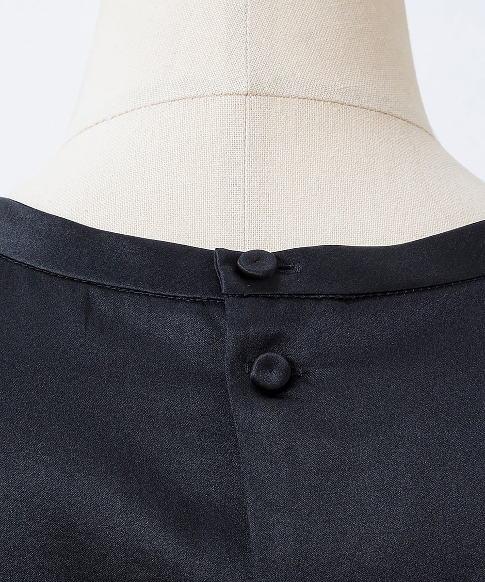 EAUVIRE ウォッシャブルシルクノースリーブブラウス ネイビー