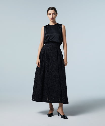 EAUVIRE ウォッシャブルシルクノースリーブブラウス ネイビー