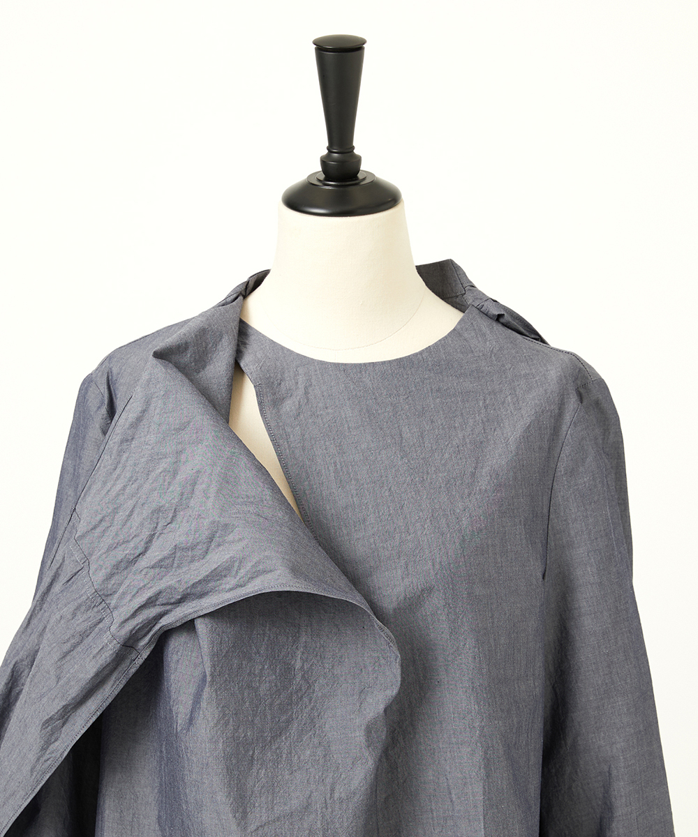 EAUVIRE シャンブレーボウタイブラウス ネイビー