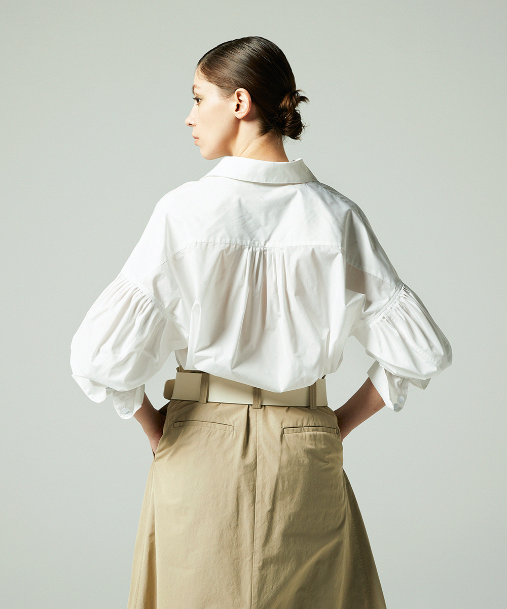 EAUVIRE タフタドルマンシャツ ホワイト