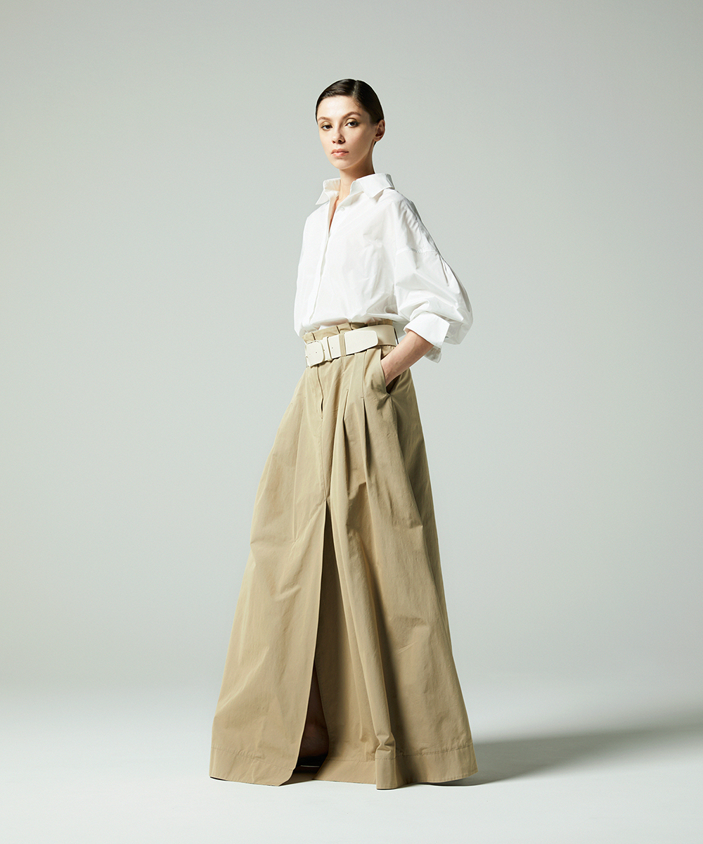 EAUVIRE タフタドルマンシャツ ホワイト