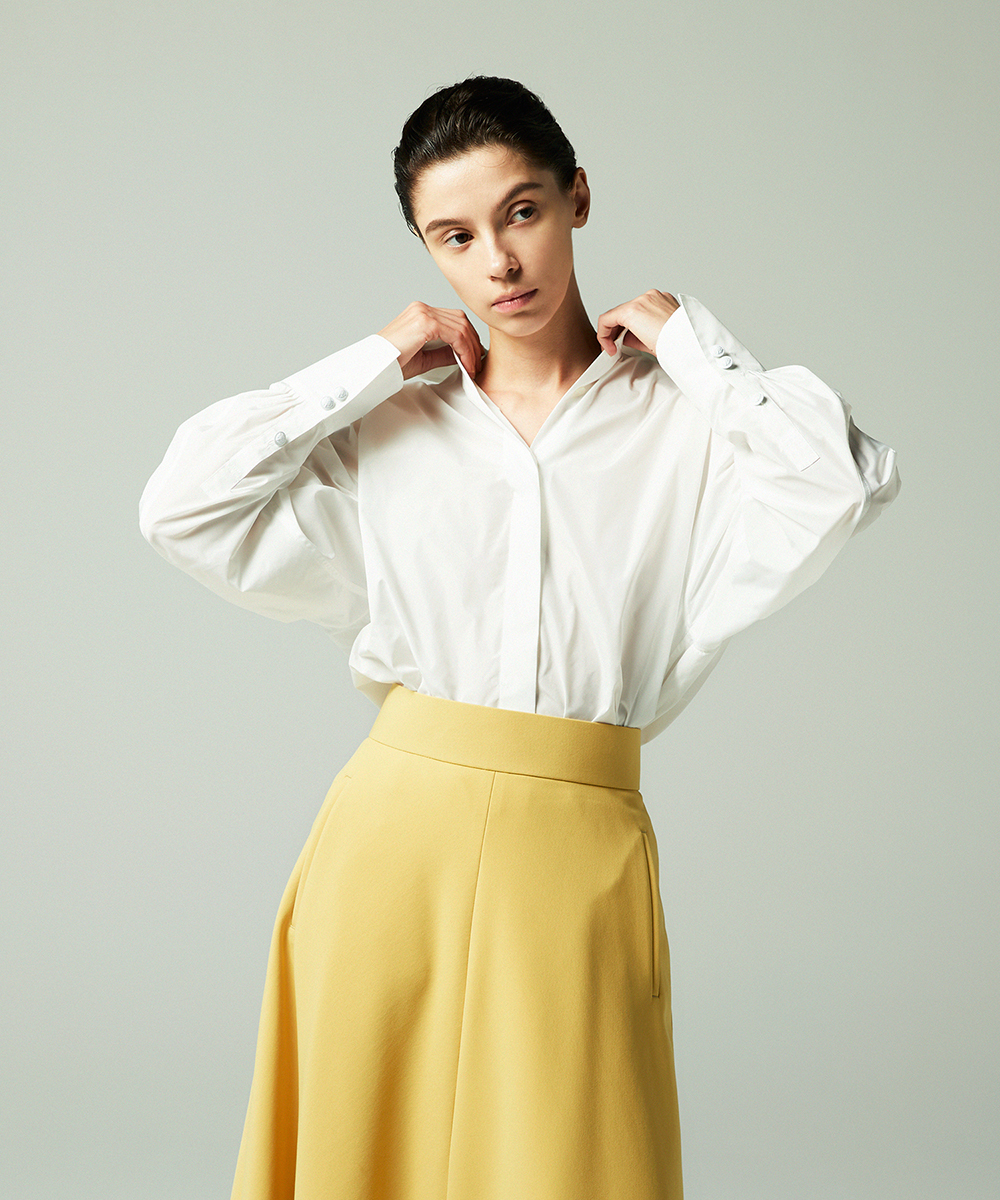 EAUVIRE タフタドルマンシャツ ホワイト