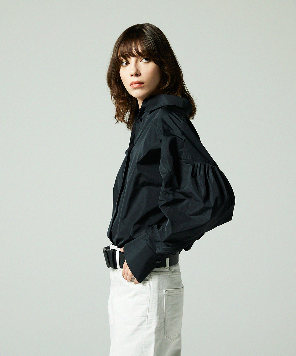 EAUVIRE タフタドルマンシャツ ホワイト