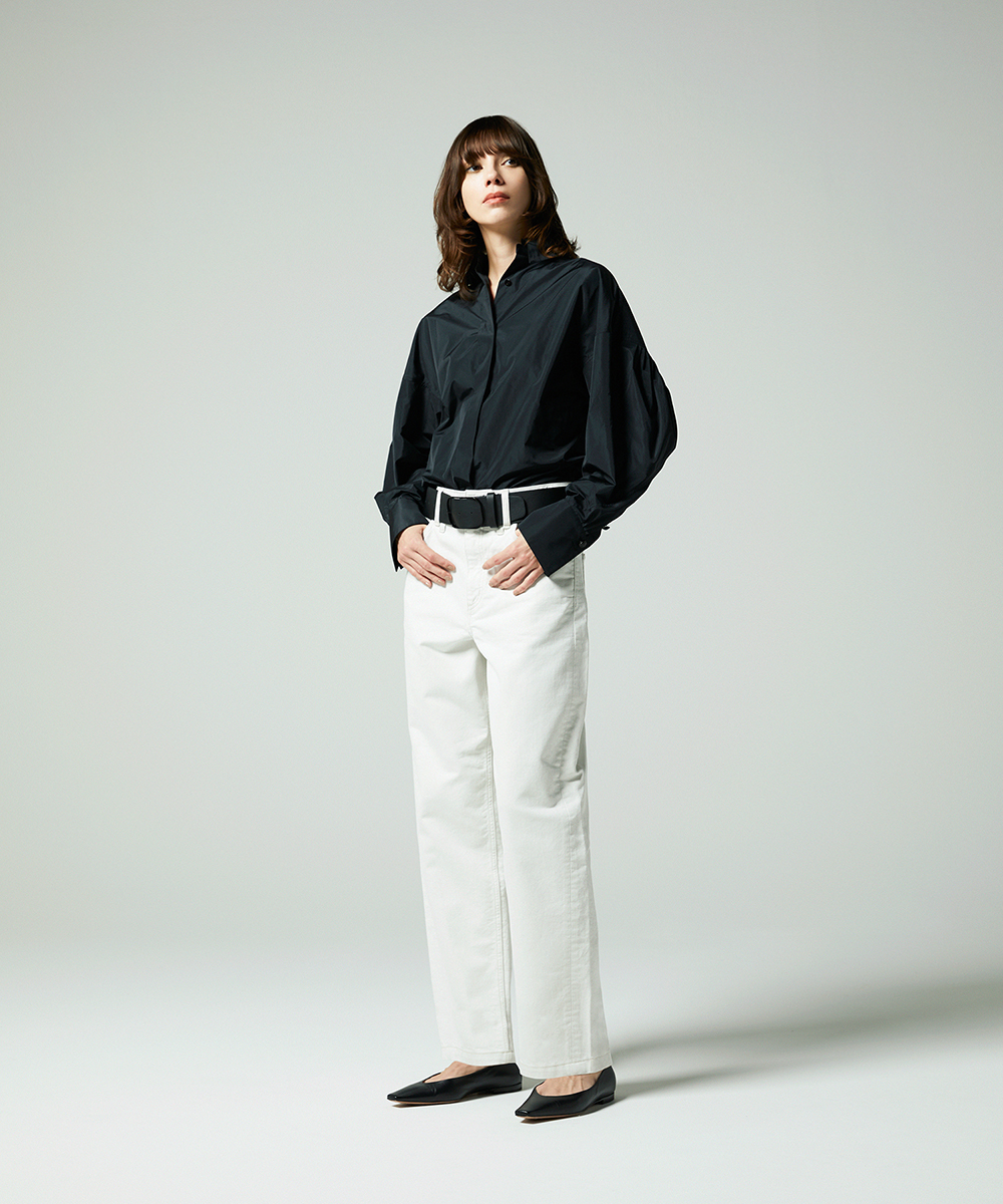 EAUVIRE タフタドルマンシャツ ホワイト