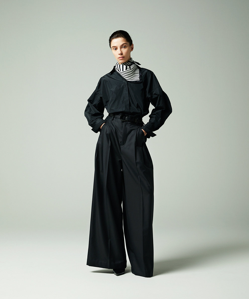 EAUVIRE タフタドルマンシャツ ホワイト