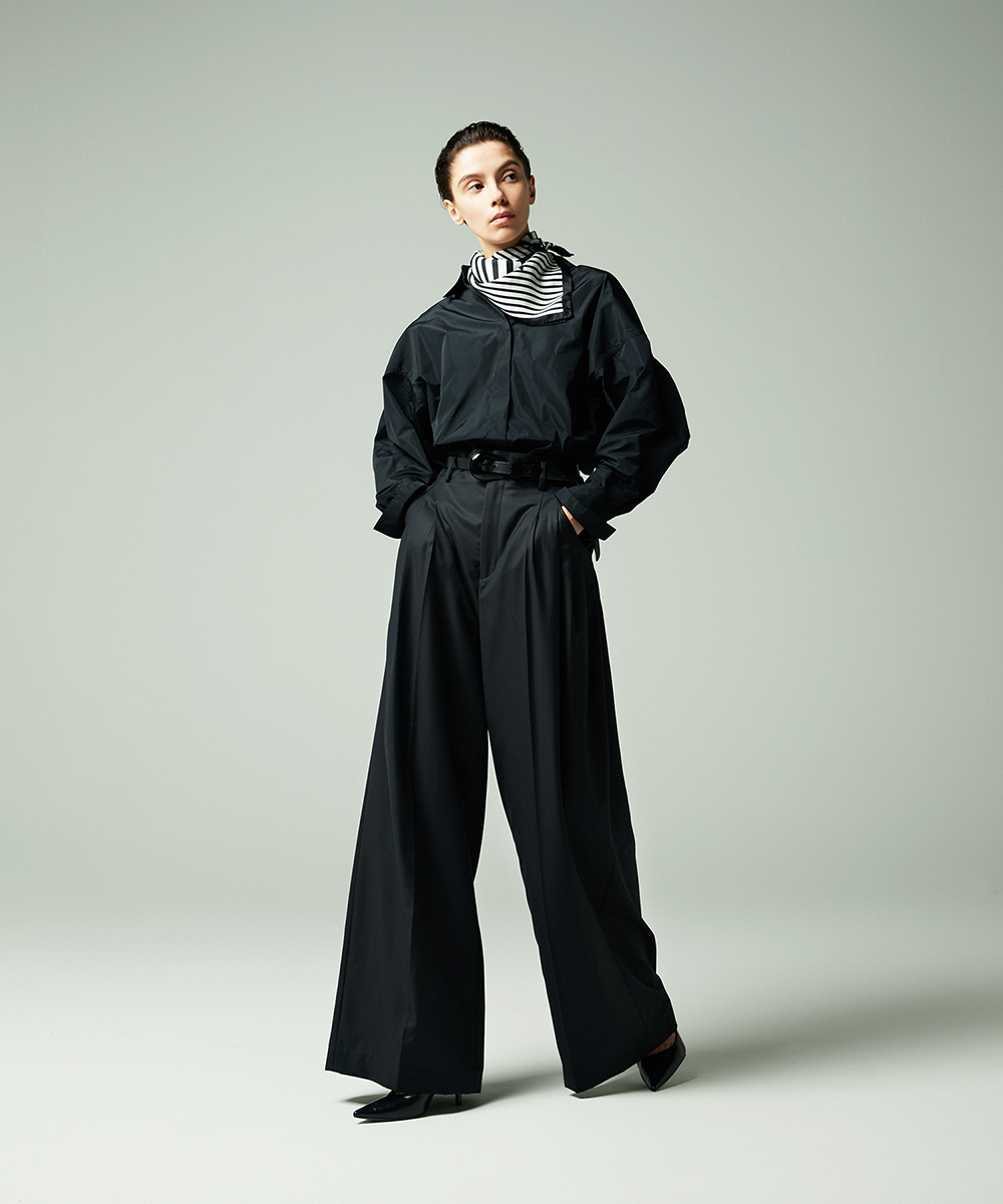 EAUVIRE タフタドルマンシャツ ホワイト