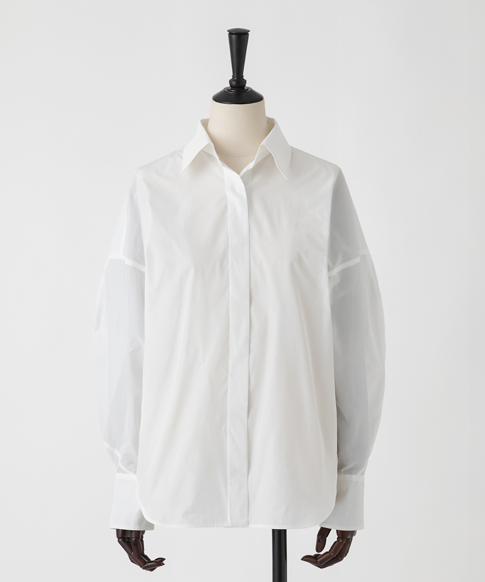 EAUVIRE タフタドルマンシャツ ホワイト
