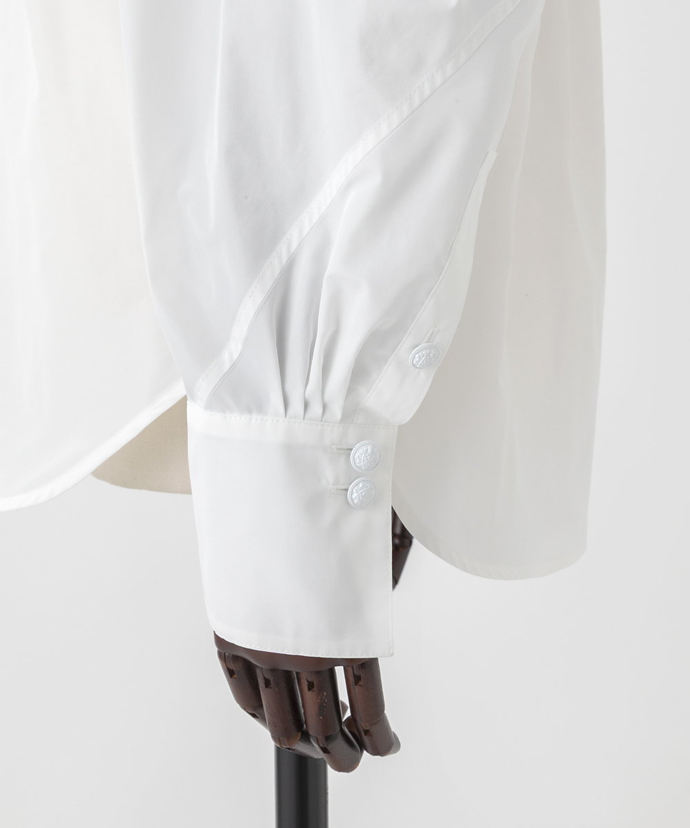 EAUVIRE タフタドルマンシャツ ホワイト