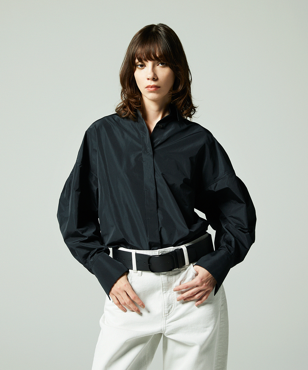 EAUVIRE タフタドルマンシャツ ブラック