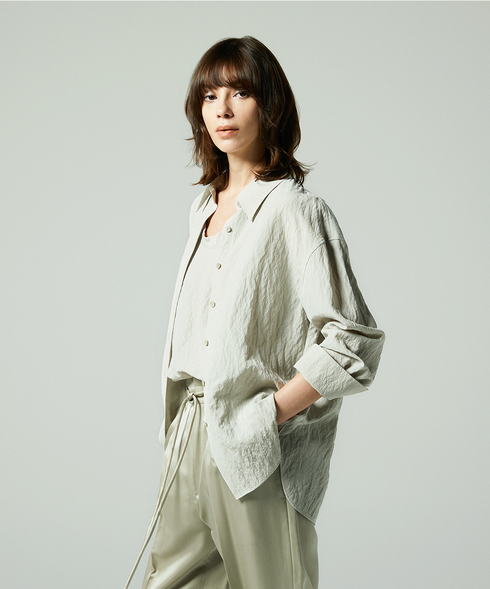 EAUVIRE シルクナイロンシャツ ライトグレー