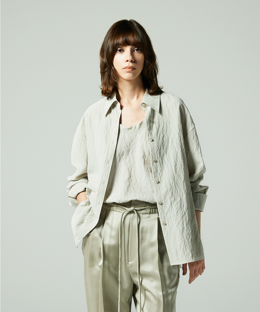 EAUVIRE シルクナイロンシャツ ライトグレー