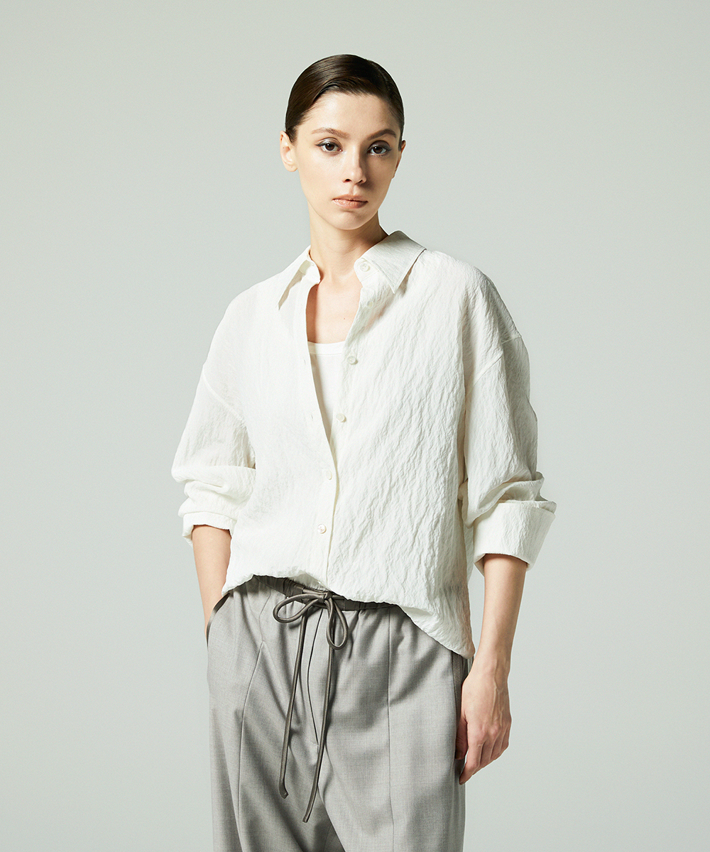 EAUVIRE シルクナイロンシャツ ライトグレー
