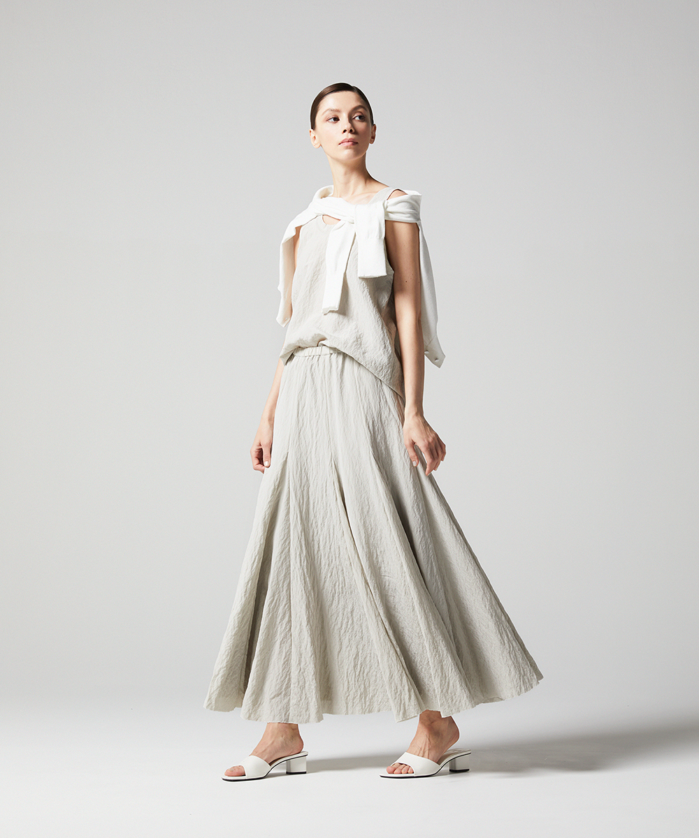 EAUVIRE シルクナイロンタンクトップ ライトグレー