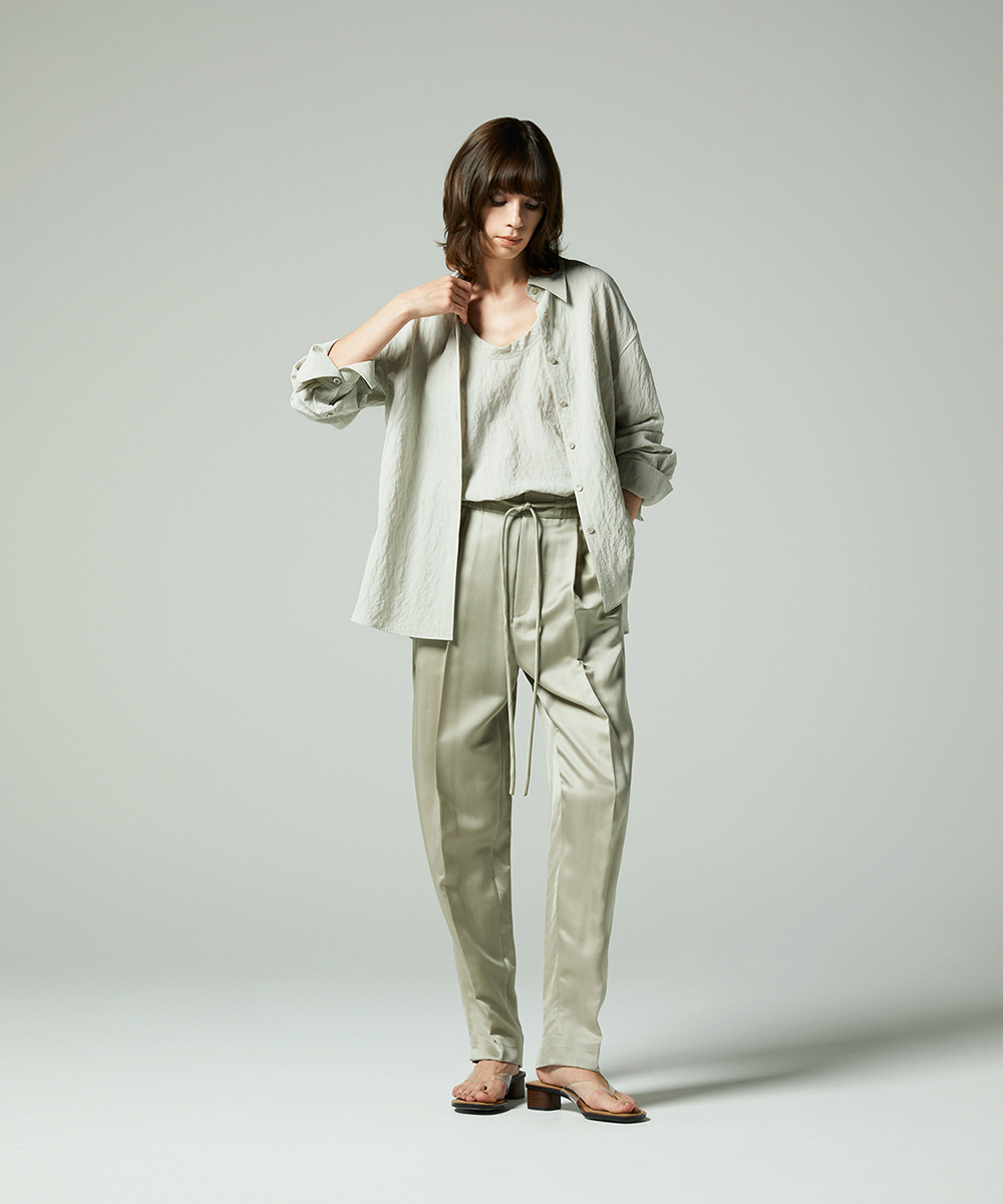 EAUVIRE シルクナイロンタンクトップ ライトグレー