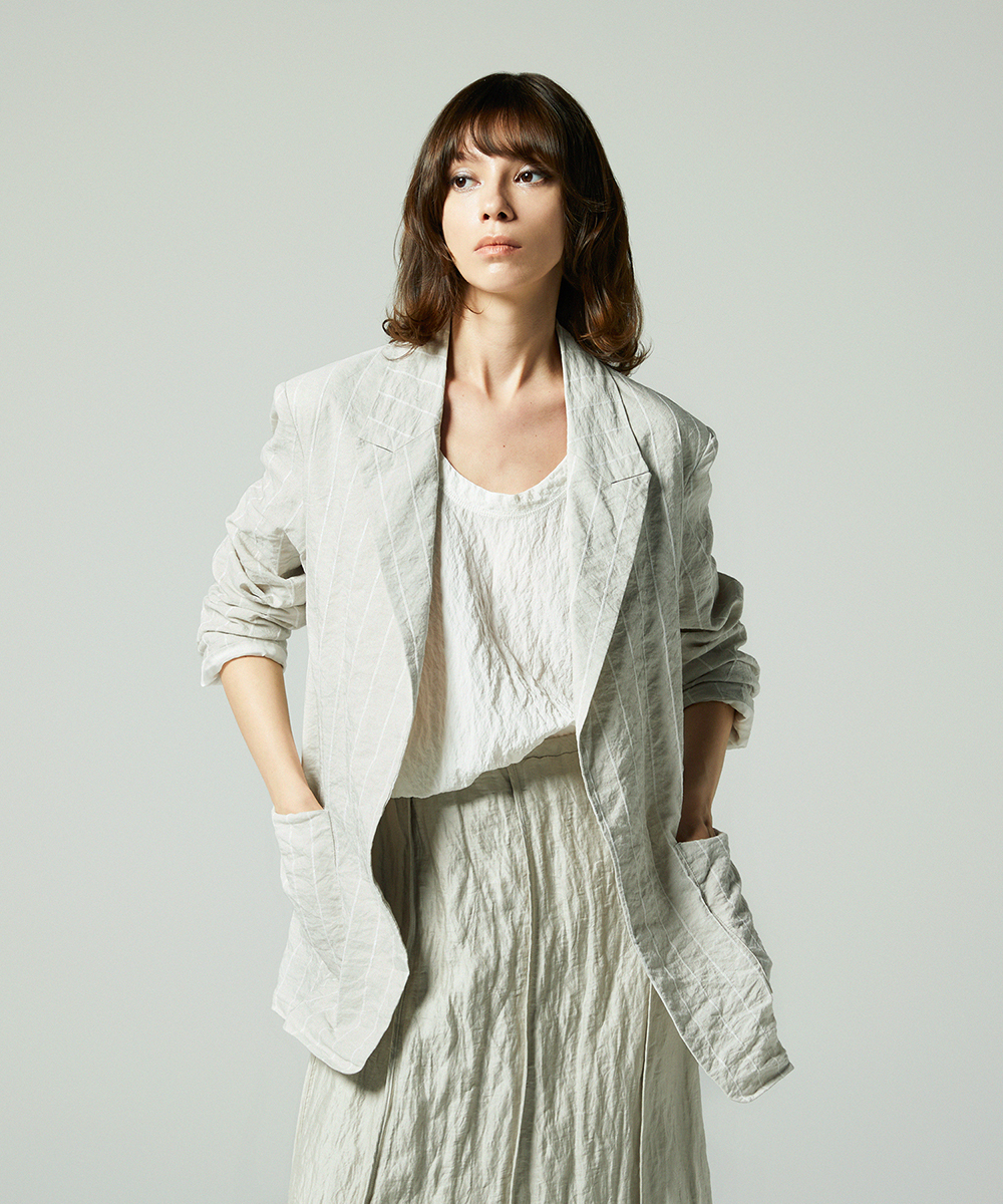 EAUVIRE シルクナイロンタンクトップ ライトグレー