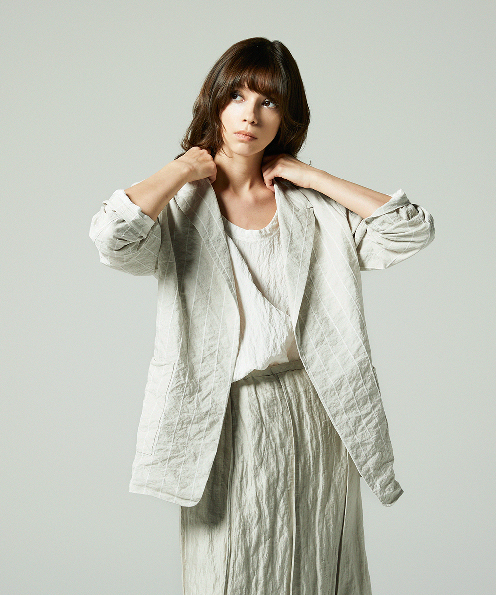 EAUVIRE シルクナイロンタンクトップ ライトグレー