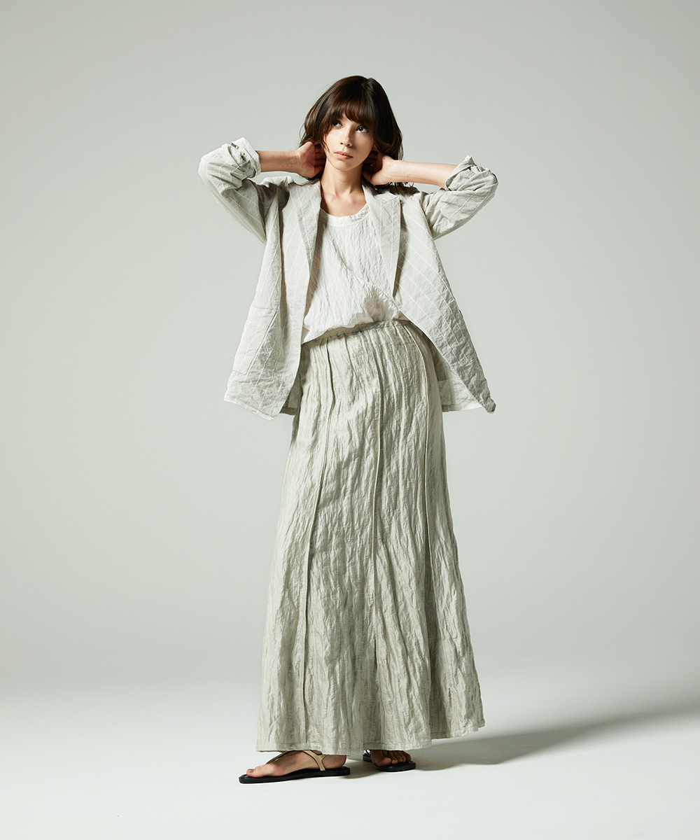 EAUVIRE シルクナイロンタンクトップ ライトグレー