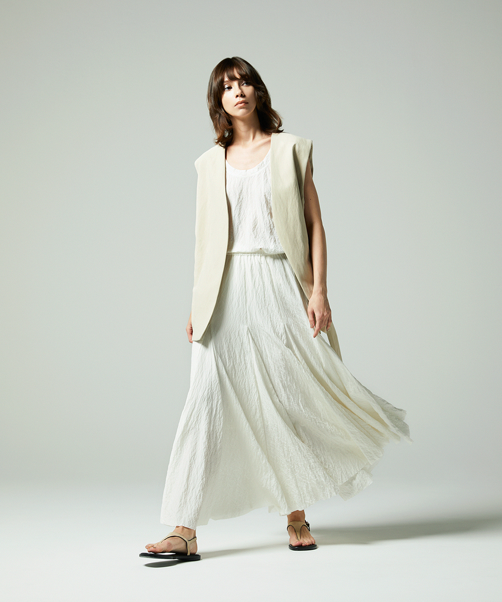 EAUVIRE シルクナイロンタンクトップ ライトグレー