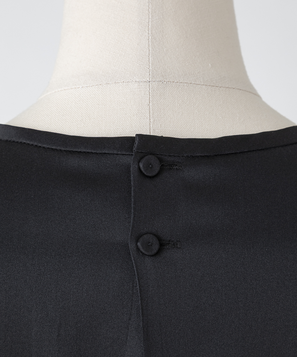 EAUVIRE ウォッシャブルシルクロングスリーブブラウス ブラック