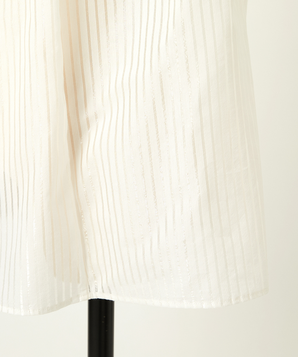 EAUVIRE ストライプボウタイブラウス ホワイト