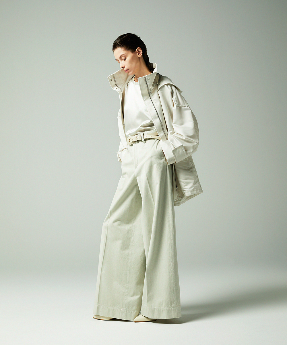 EAUVIRE ウォッシャブルシルクノースリーブブラウス セージ